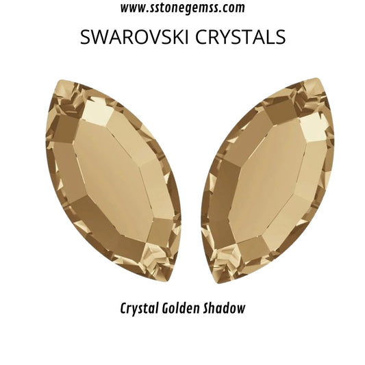 Pack 10 Navette Swarovski Crystal Golden Shadow